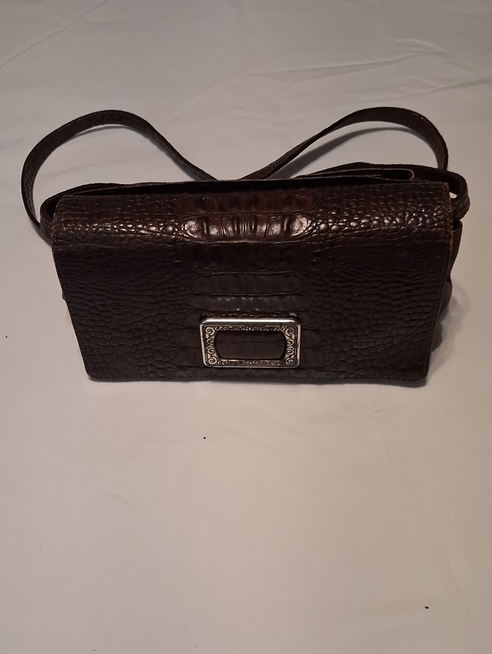 Brighton Brown  Alligator pebble Leather Crossbody Bag